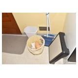 TRASH CAN, BROOM ETC