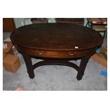LIBRARY TABLE CARVED TOP CENTER DRAWER 30" X 52"