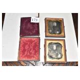 TWO DAGUERREOTYPE CASES TWO WOMEN 3 1/2" X 3 1/4"