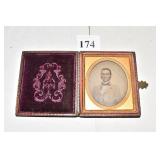 DAGUERREOTYPE MAN W/ BOW 3 3/4" X 3 1/4"