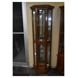 OAK TWO SECTION CURIO W/ LIGHTS 70" H X 24.5" W X