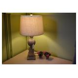 MODERN SILVERSTONE LAMP 28" H LINEN SHADE &