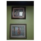 PRINTS BEACH SCENE AND WOMAN WITH FLOWERS