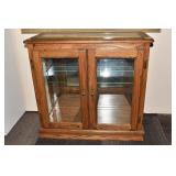 OAK CURIO CABINET GLASS TOP 1 SHELF 32" W X 14" D