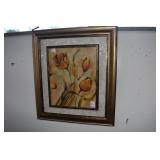 GOLD TULIP PRINT ELABORATE FRAME 28" W X 32" H