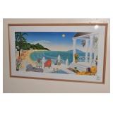 BEACH SCENE BRIGHT COLORS 54" W X 31" H