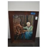 SPINNING WHEEL ON CANVAS 22" W X 29.5" H