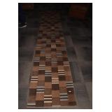 160" L X 30" W BROWN TONES, LIGHT BLUE/CREAM