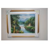 CANVAS SIGNED GARO LAKE SCENE 26.5" W X 22