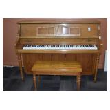 OAK KIMBALL UPRIGHT PIANO W/ BENCH - VERY GOOD