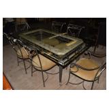 METAL BASE COMPOSITE MARBLE TOP- BEVELED GLASS