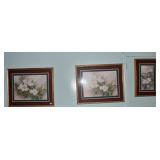 THREE FRAMED MAGNOLIA PRINTS GOLD FRAME 32" X 26"