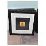 BLACK MODERN PRINTS W/ GOLD TREE CENTER 22" X 22"