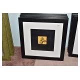 BLACK MODERN PRINTS W/ GOLD TREE CENTER 22" X 22"