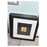 BLACK MODERN PRINTS W/ GOLD TREE CENTER 22" X 22"