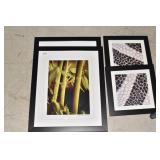 BAMBOO IN BLACK FRAME 15" W X 22" H & 2 STONE 12"