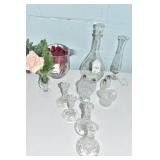 DECANTER, CANDLE HOLDERS, ICE BUCKET, SALT &