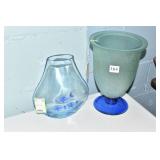 ART GLASS FISH VASE 9" H AND FROSTED 11" VASE