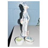 DANCING COUPLE, HAND PAINTED VASE W/ HANDLES 10"