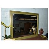 GREEN FRAMED MIRROR 42" W X 36" H