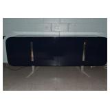 4 DOOR LACQUERED NAVY-BLUE CREDENZA W/ CHROME