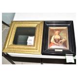 GOLD MIRROR & E. VIGEE-LEBRUN WOMAN W/ FLOWERS