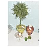 ARTIFICIAL 24" TREE, VASE, PEDESTAL DISH