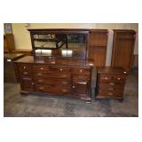 PINE ETHAN ALLEN DRESSER W/ MIRROR 8 DRAWER, 2
