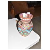 CLAY PAINTED AND BEADED VASE