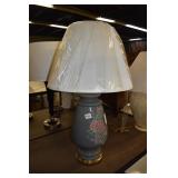 GRAY LAMP W/ PINK FLORAL PATTERN 32" H
