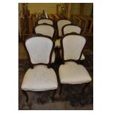 CREAM ULPH. SIDE CHAIRS CARVED BACK 20" W X 21" D