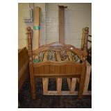 56" H TWIN OAK/BRASS HEADBOARD