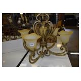 5 ARM METAL FROSTED GLASS CHANDELIER 28" W X 27"