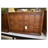 SIDE TABLE SQUARE W/ BAMBOO DESIGN DOORS ON