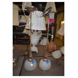 METAL AND FROSTED GLASS PENDANT LAMPS 31" H
