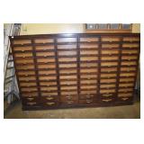 WOOD DISPLAY FRONT 72 DRAWER CABINET 94" W X 22"