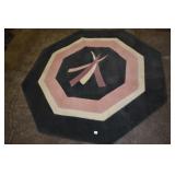 RUG OCTAGONAL 72" GREEN, CREAM. PINK