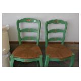 GREEN RUSH SEAT CHAIRS 40" H X 19" W