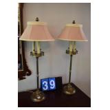 3 LIGHT CANDLESTICK LAMPS W/ SHADES 33" H
