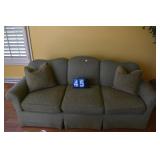 SOFA 87" W X 37" D X 35" H GREEN - SLIGHT WEAR ON