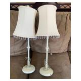 PAIR OF BEADED SHADE LAMPS 25" H
