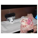 MASKS BLACK / WHITE & PINK W/ FEATHERS