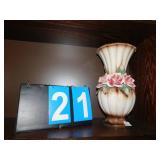 CAPODIMONTE ROSE DECORATED VASE 13" H