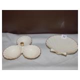 SHELL DISH, 3 SECTION CANDY DISH
