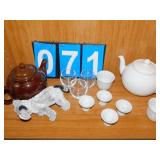 TEA SET W/ CUPS & IRONSTONE TEAPOT PRISTINE