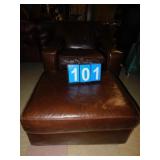LEATHER CHAIR & OTTOMAN RESTORATION HARDWARE