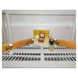 JEWELRY MUSIC BOX, 2 OAK COAT RACKS,