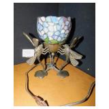 DRAGONFLY-STAINED GLASS LAMP W/ 3-SIDED W/