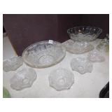 FOOTED CENTER PC. BOWL, CANDLE HOLDERS ETC.