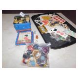 THIMBLE, BUTTONS, ETC.